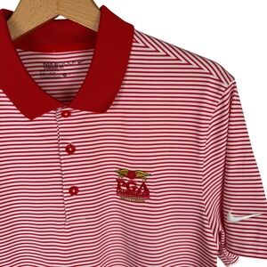 Nike Striped Polo Shirt Mens S 2016 PGA Baltusrol Golf Championship Red Dri Fit